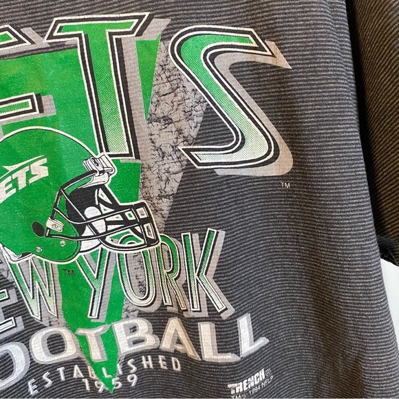 Vintage 1994 NFL New York Jets Trench USA Ultra Single Stitch Graphic T-Shirt - Picture 13 of 16